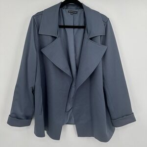 Adrianna Papell Jacket Womens XL Blue Gray Open‎ Front Waterfall Lapel Lined